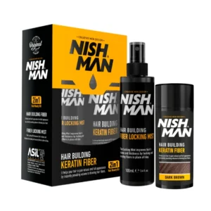 Набір для камуфляжу волосся Nishman Keratin Fiber, темно-коричневий, 21 г + 100 мл
